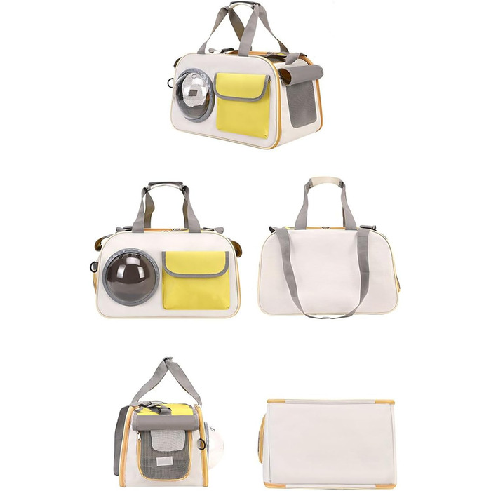 Транспортна сумка для кота Transportbox Katze, складана переноска для кошенят з вікном-пузирем | Дихаюча сумка на плечі для собак, переноска для кота в літак, на вулицю, кемпінг, мотоцикл, автомобіль, жовта