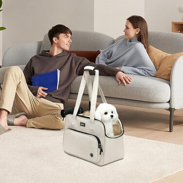 Транспортна сумка для собак - м'яка переноска з великими кишенями, вентильована переноска для тварин для подорожей, прогулянок, пікніків, поїздок на авто