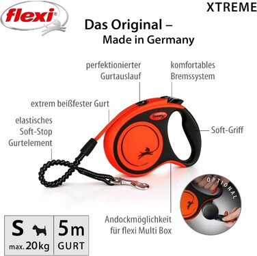 Повідок-рулетка Flexi Xtreme стрічковий, помаранчевий, розмір S