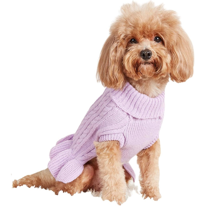 Пуловер для собак, розмір M, акрил, з коміром-горловиною, для собак маленьких та великих порід, 5,9–7,3 кг, теплий та зручний (Світло-фіолетовий)