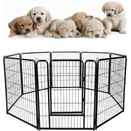 Клітка для собак HENGMEI, 80 см, розкладний вольєр для собак, котів, кроликів, для дому та на вулицю, 8 частин