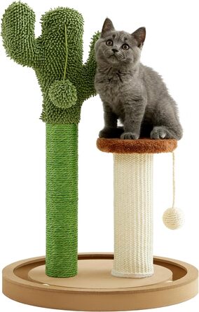 Когтеточка для котів Made4Pets Кaktus, 55,1 см, з сизалю, інтер'єрна, з ігровими кулями та дерев'яною основою для кошенят