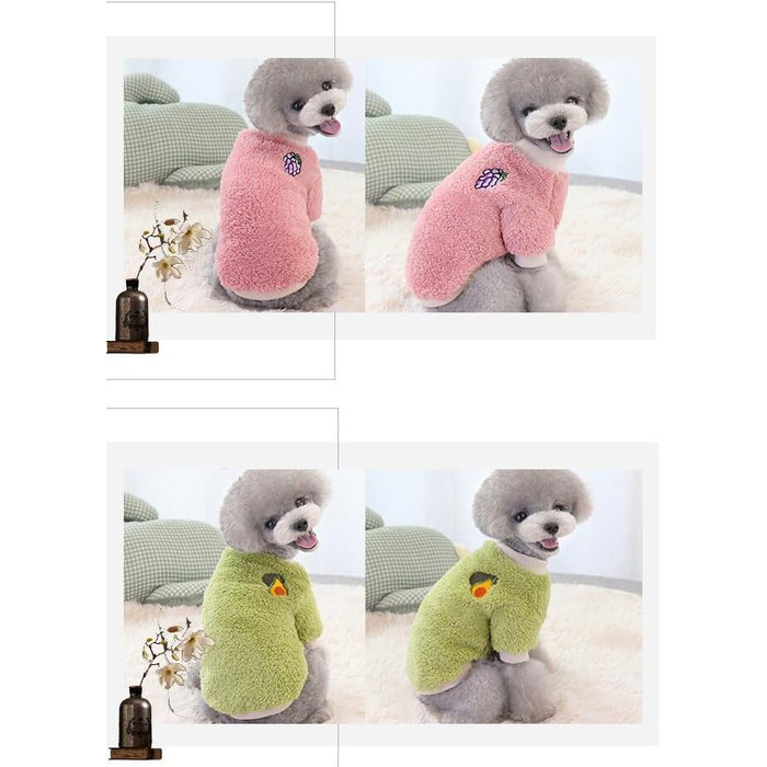 Теплий флісовий пуловер для собак (XS) - 2 шт. для дівчаток, Чіхуахуа, котячий одяг