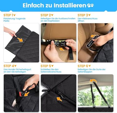 Захист для заднього сидіння авто для собак Kfonla: водовідштовхувальна підстилка з боковими бар'єрами та оглядовим вікном, універсальна, антицарапин, для захисту сидіння