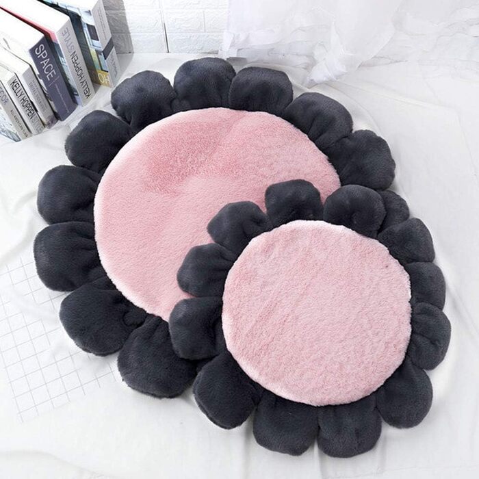 Килимок для тварин Oncpcare, круглий, з квітковим малюнком, м'який, теплий, плюшевий, для собак та котів середніх та малих порід, рожевий, L (100 см)