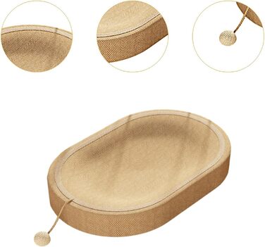 Кігтеточка для котів перфк, лежанка з картону та сизалю, гніздо-крісло, з м'ячиком (колір: коричневий)