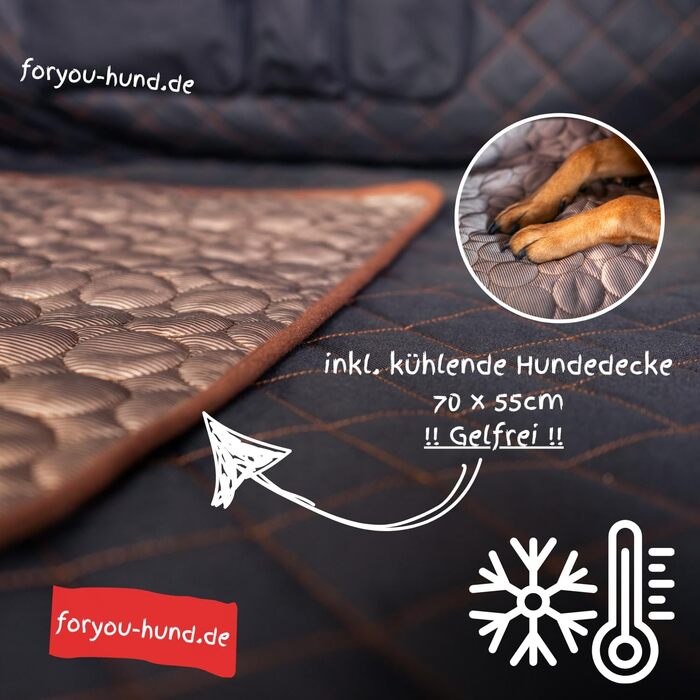 Захист сидінь автомобіля ForYou® з підстилкою для собак - Водовідштовхувальний захист сидінь для собак з боковими панелями та віконцем, стійкий до подряпин, преміум-якість, Made in Germany