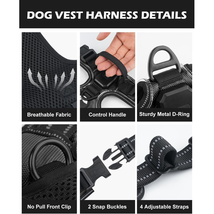 Світловідбиваючий нашийник для собак Joytale, акумуляторний, для середніх собак, без натягування, з LED, з ручкою, регульований, для нічних прогулянок, зелений, M. Зелений (XL (1 шт.), чорно-синій)