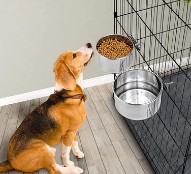 Набори годівниць для тварин Hniuyun: нержавіюча сталь, підвісні миски для собак, котів, птахів, кроликів, морських свинок (2 шт.)