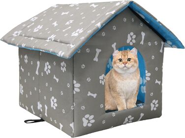 Будинок для котів Vinnypet на вулицю: зимостійкий, водонепроникний, з килимком, 40x38x35 см (L:45x43x40 см, сірий)