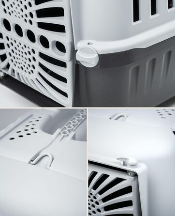 Транспортна переноска для собак Lionto, 55x36x36 см, сіра, для собак, котів та дрібних тварин до 15 кг, з ручкою та надійним замком