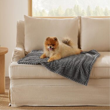 Лежанка для собак Bedsure, м'яка та тепла, 100x120 см, сірий титан (розміри S 80x60 см, темно-сірий)