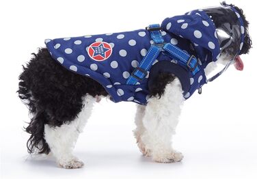 Зимовий теплий пуховик для собак з протекторними отворами, вітронепроникна куртка для холодної погоди, бавовна, костюм для цуценят, маленьких та середніх собак, розмір XL (2XL: Обхват грудей:55см/21.6 дюймів, Стиль 2: Синій горошок)