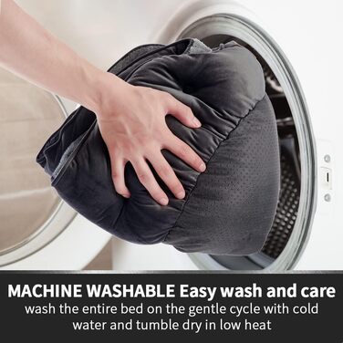 Зручне ліжко для собак середніх порід, котяче ліжко для дому, ліжко для цуценят та кошенят, м'яке, машинного прання, з неслизьким та водонепроникним покриттям (1 шт.) Чорний колір