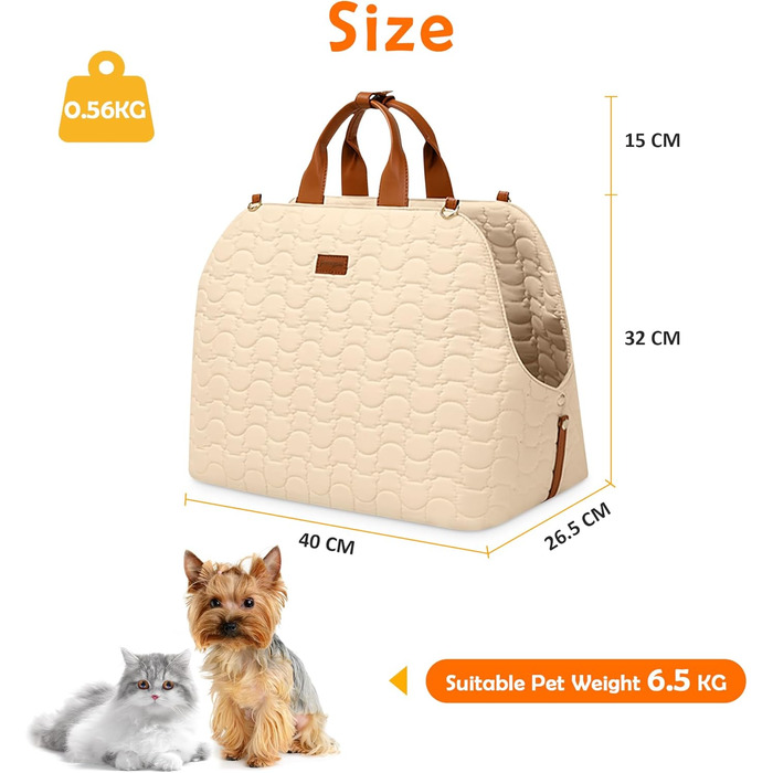 Травельник для собак та котів ALLSOPETS: сумка-переноска на плечі, автокрісло, з безпечним ременем та кишенями, для подорожей з маленькими тваринами, білий (хакі)