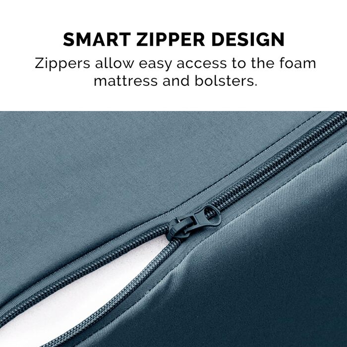 Охолоджуване ліжко для собак Furhaven з гелевим наповнювачем, великих порід, з знімними валиками для шиї та пральним покриттям, до 43 кг. Розмір L 102 x 81 x 20 см, колір Bluestone.