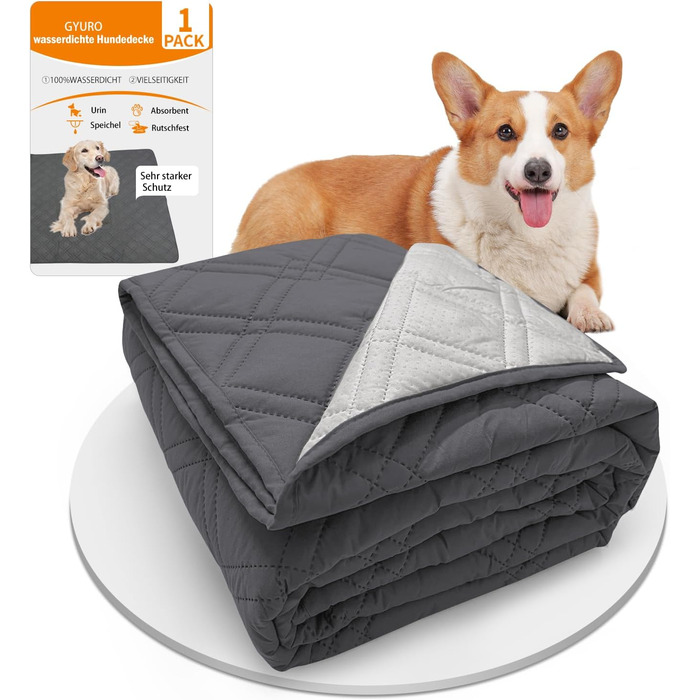 Водонепроникний плед для собак GYURO, великий, миючий, з неслизьким покриттям, захищає меблі (сірий, 235*259 см)