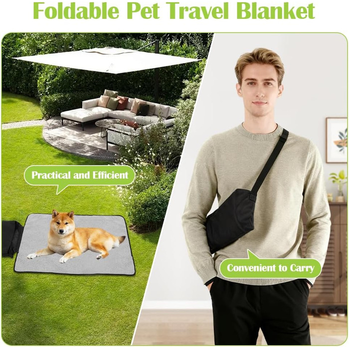 Водонепроникний килимок для собак та котів 100x70 см (Чорний) - м'який, зносостійкий, для подорожей