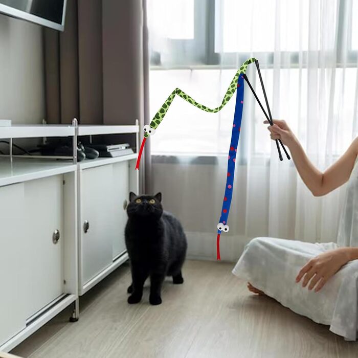 Іграшка для котів Andiker: плюшева котяча змія, 111.8 см, 2 шт. Інтерактивна іграшка для котів та кошенят, довга, легка