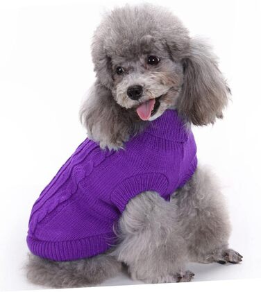 POPETPOP Пуловер для собак з акрилових волокон, теплий, для зими, фіолетовий (XXL), миючий, багаторазовий