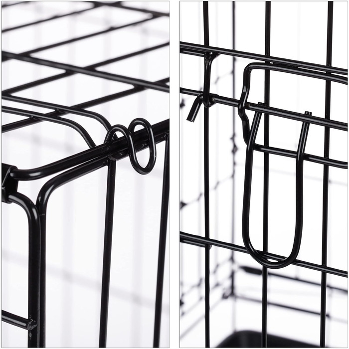 Клітка для собак Relaxdays, для дому та автомобіля, HBT: 87 x 122 x 80 см, складана собача будка з дном, 2 двері, ручка, сталь, чорна L 80 x B 122 x H 87 см