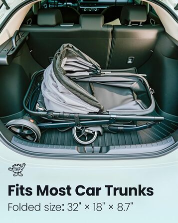 Візок для собак середнього розміру, складаний, з регульованою ручкою, кошиком для зберігання та підстаканником, балдахіном та сітковим віконцем, ідеальний для собак середнього розміру