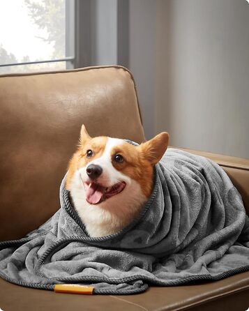 Накидка для собак Feandrea, 3 шт. в наборі, L, 127 x 102 см, фланель, сірий, для захисту дивану, для собак маленьких та середніх порід