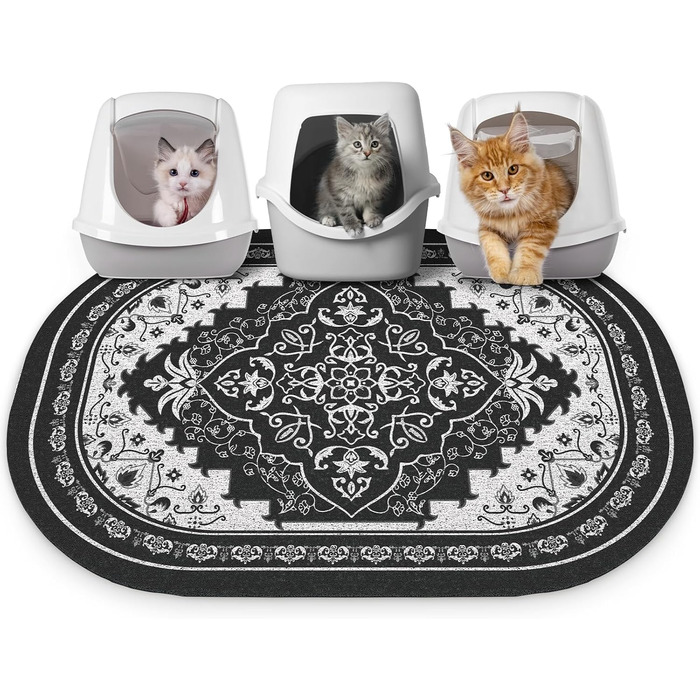 Килимок для котячого туалету Bienbee Katzentoilettenmatte, XL, 101,6 x 76,2 см, з антиковзним шаром, легко миється, чорний