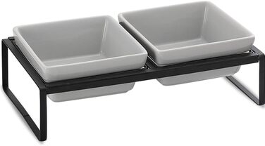 Підвищена годівниця для котів та собак HCHLQLZ, 2 шт. по 280 мл, кераміка, сіра