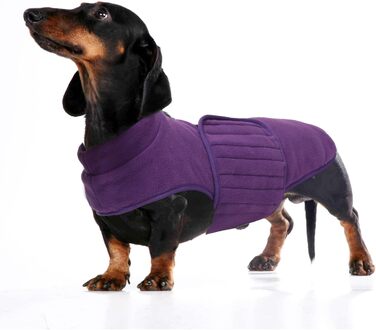 Флісова куртка для собак, джек-рассел, мініатюрний джек-рассел, зимова куртка з відбиваючими елементами, водовідштовхуюча, фіолетовий, розмір L (довжина спини 45 см)