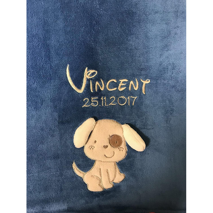 Дитяча ковдра для собак з іменем, вишивка, аплікації, блакитний колір, 2 рядки