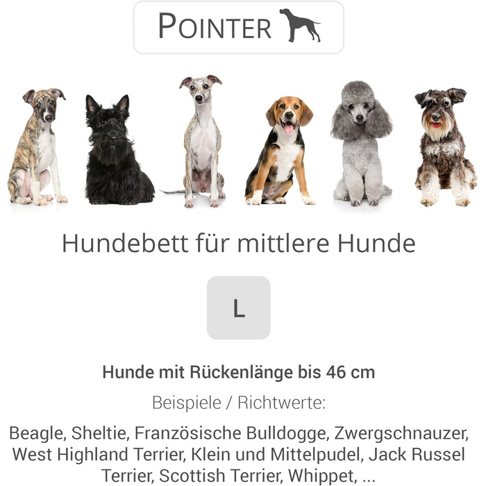 Ортопедичне ліжко для собак середніх порід - ліжко з знімним матрацом, прання до 95°C, сушка в сушильній машині, стійке до подряпин та укусів, Made in Germany (L - 80x70 см, Антрацит)