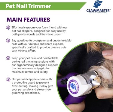 LED-насадка для стрижки кігтів домашнім тваринам, триммер для собак і котів з LED-підсвічуванням, 3.5 мм сталева леза, захист та вбудоване світло для безпечної стрижки