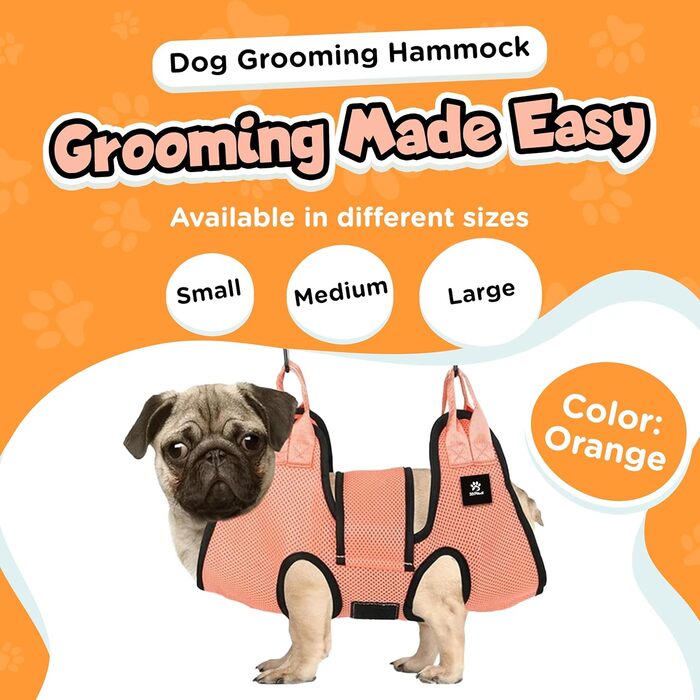 Гамак для грумінгу собак - рушник для догляду за шерстю, оранжевий, розмір L