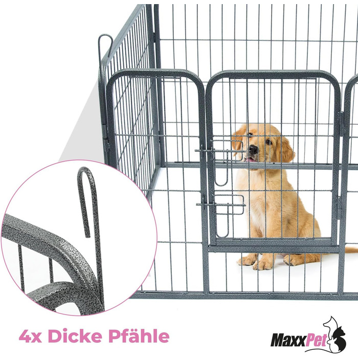 MaxxPet манеж для цуценят, складаний металевий вольєр 101x79 см, 4 секції, регульований, огорожа для собак, високоякісна сталь