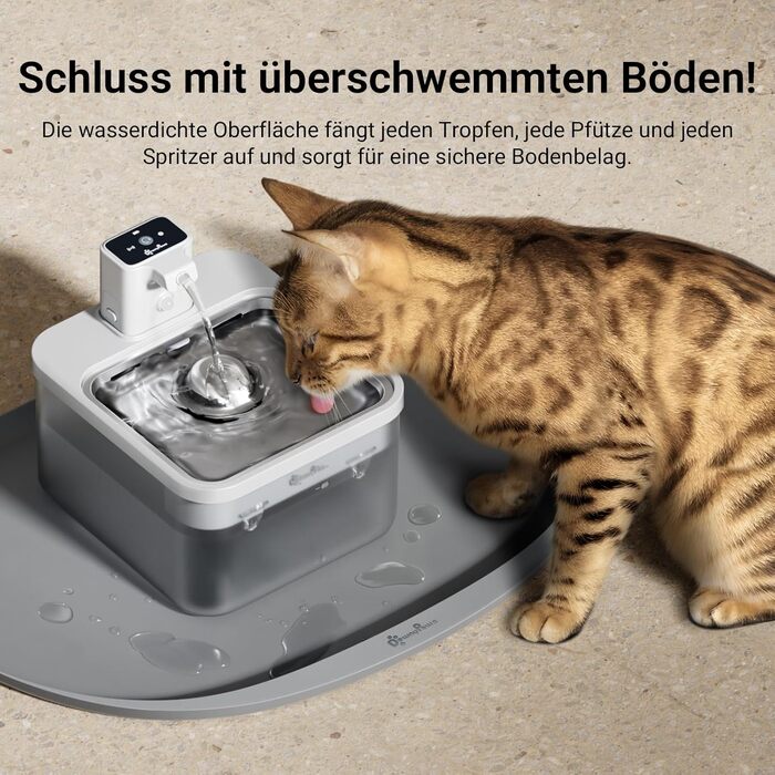 Підкладка під миску для котів DownyPaws, силіконова, 62 x 43 см, сіра. Захист від розливу води та корму, легко миється, BPA-free