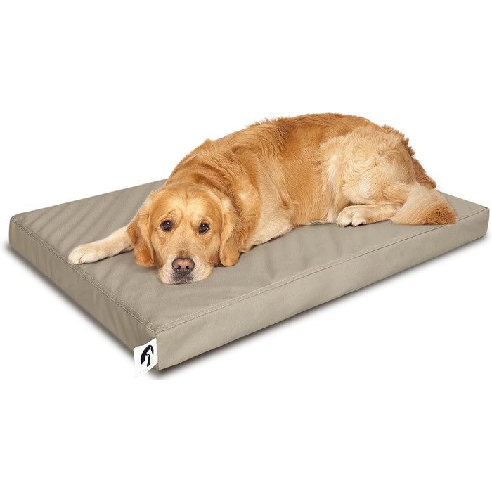 М'яке ортопедичне ліжко для собак середніх порід - Коричневе, з антиковзким покриттям, з штучної шкіри, миється, 116 x 71 x 7 см