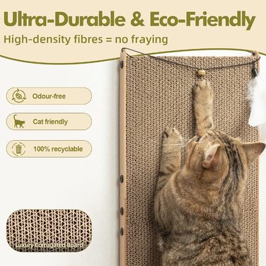 Котячий когтетоп з картону Mora Pets: великий, L-подібний, з іграшкою, 59 см