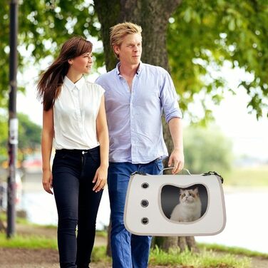 Сумка-переноска для собак, маленька, на плече - для подорожей на відкритому повітрі, зручна, легка, прозора (біла)