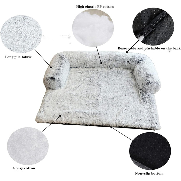 М'яка плюшева лежанка для собак, диван, заспокійлива лежанка, ультрам'яке хутро, лежанка для домашніх тварин, м'яка, миється, пухка ковдра, подушка, чохол на меблі, захист, лежанка для собак та котів (XL)