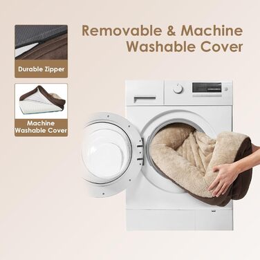 Ортопедичне ліжко для собак великих порід EHEYCIGA, 106x76x18.5 см, з піною з пам'яті, миється, водонепроникне, коричневе