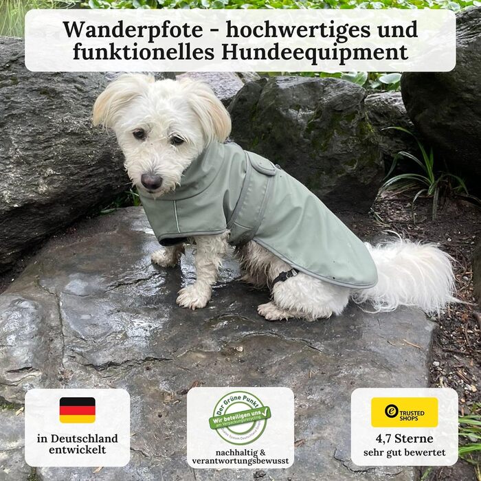 Водонепроникний теплий дощовик для собак Wanderpfote – стильний дощовик для маленьких та середніх собак (зелений, M)