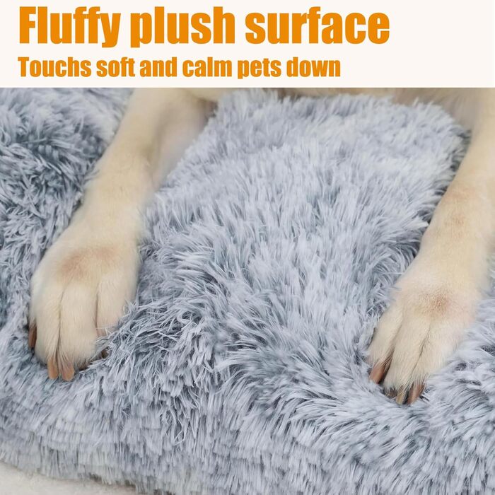 М'яке ліжко для собак середніх порід та котів, 75 x 50 x 8 см, плюшеве, миюче, сірий омбре