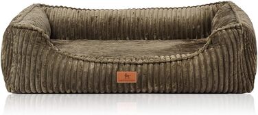 Ортопедичне собаче ліжко Knuffelwuff Sedona M-L, 85 x 63 см | Знімний, пральний чохол | для великих, середніх та маленьких собак, Хакі
