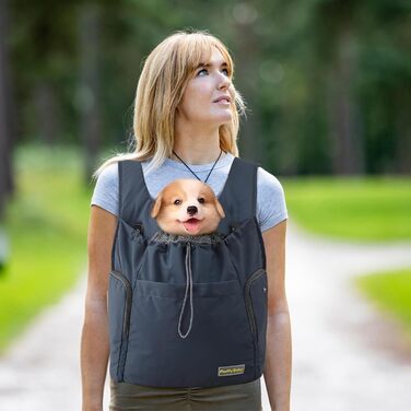 Рюкзак-переноска для собак Galatée, сірий, з вентиляцією для подорожей та кемпінгу