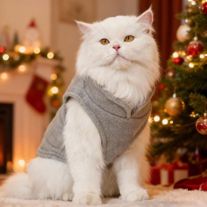 Светри для собак та котів на зиму: теплі, м'які, з кільцем D (сірий+зелений+бежевий)