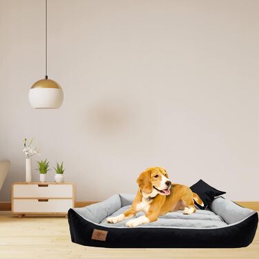 Килимок для собак XXL, лежанка для собак, диванчик для собак з двостороннім килимком (розмір та колір на вибір), 120x90 см, чорно-сірий