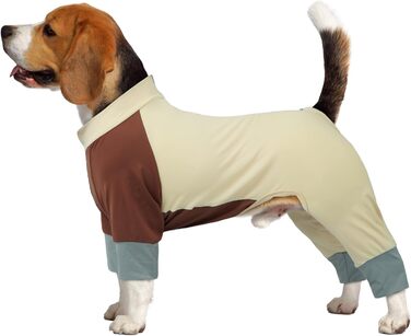 Піжама для собак Hjumarayan, еластичний комбінезон з блискавкою, повне покриття, довгі штанини, захист від бруду, прохолодний костюм-одяг для прогулянок та після операції, бежевий XL XL Beige