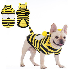 Костюм для собак Kooltail, Бджола, Теплий пуловер з капюшоном, Костюм для домашніх тварин, Cosplay, Тепла куртка з отвором для повідка, Жовта бджола, Розмір Medium