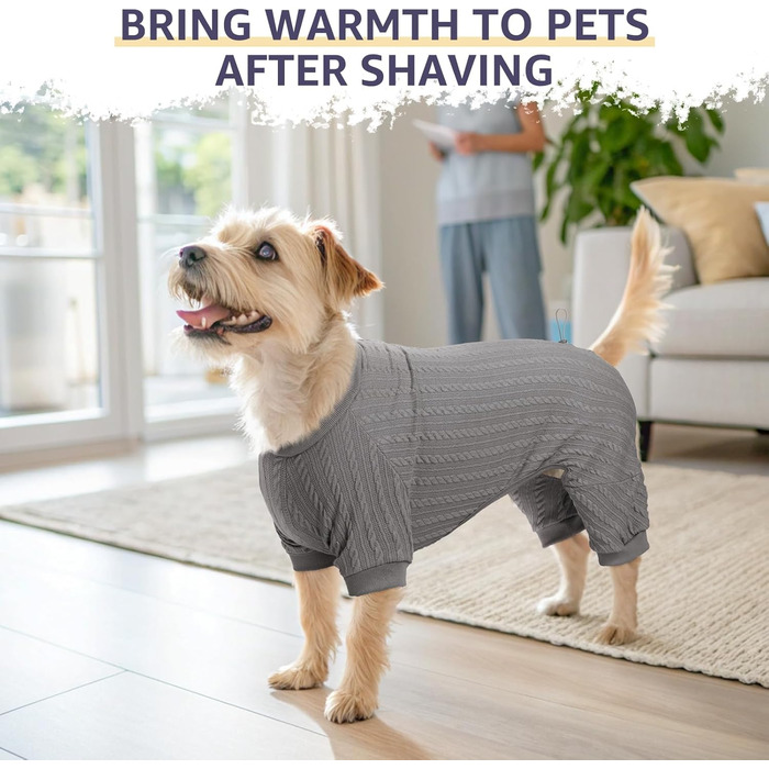 Піжама для собак SCENEREAL: теплий зимовий халат, пуловер для цуценят, рожевий, розмір S (груди 20 дюймів), XL (груди 32 дюйми), сірий